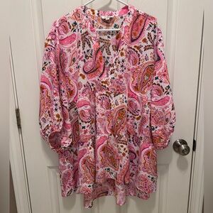 Umgee Pink Paisley Blouse Size Large